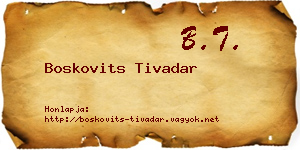 Boskovits Tivadar névjegykártya